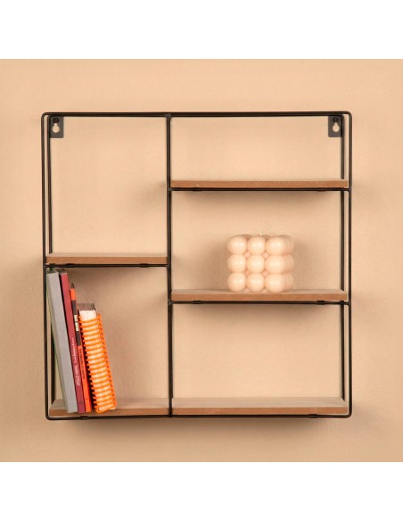 Max Home : étagère murale asymétrique en bois, 4 tablettes, 40 x 10 x 40 cm