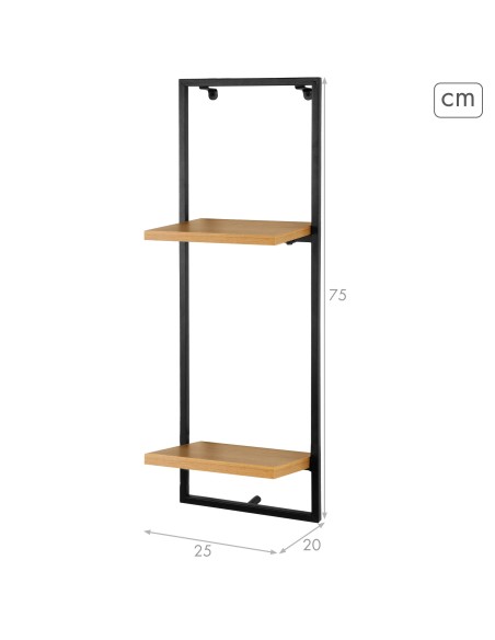 Max Home Étagère murale en bois, 2 tablettes, 25 x 20 x 75 cm