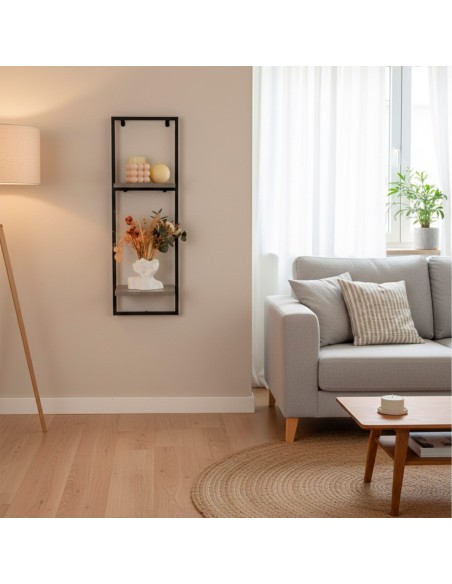 Max Home : étagère murale effet béton, 2 tablettes, 25 x 20 x 75 cm