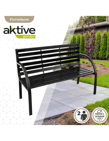 Banc de jardin bois foncé 2 personnes
