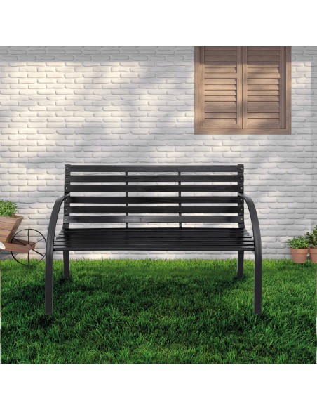 Banc de jardin bois foncé 2 personnes