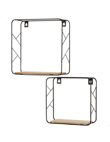 Ensemble Max Home : 2 étagères murales carrées en bois, comprenant 1 tablette de 20 x 10 x 20 cm et 1 autre de 25 x 10 x 25 cm