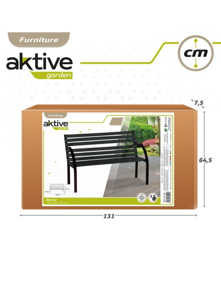 Banc de jardin bois foncé 2 personnes