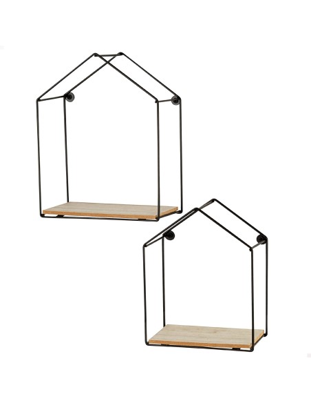 Max Home Set : 2 étagères murales pentagonales en bois, avec 1 tablette de 20 x 10 x 25 cm et 1 autre de 17 x 10 x 22 cm