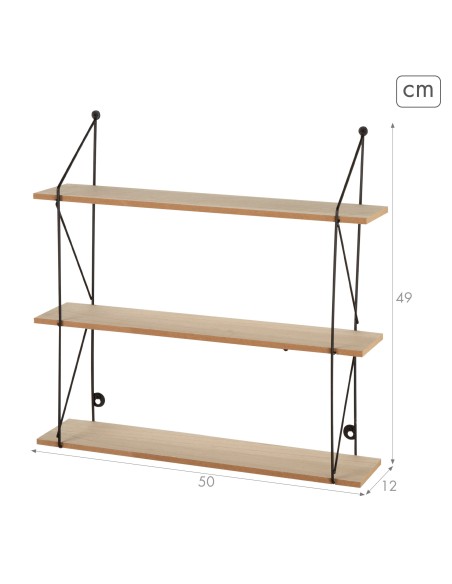 Max Home Étagère murale en bois à 3 tablettes 50 x 12 x 49 cm