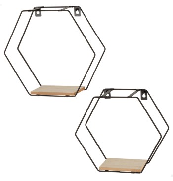 Max Home Set : 2 étagères murales hexagonales en bois,...