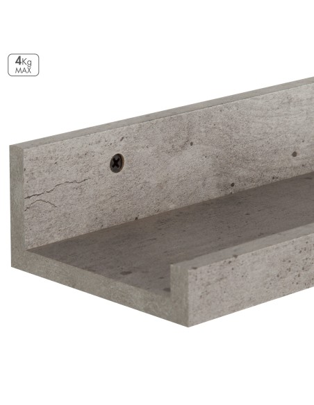 Ensemble Max Home : 2 étagères effet béton, 25 x 10 x 5 cm