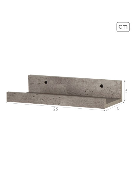 Ensemble Max Home : 2 étagères effet béton, 25 x 10 x 5 cm