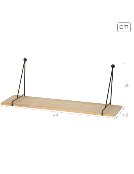 Max Home Étagère murale suspendue en bois 50 x 14,5 x 20 cm