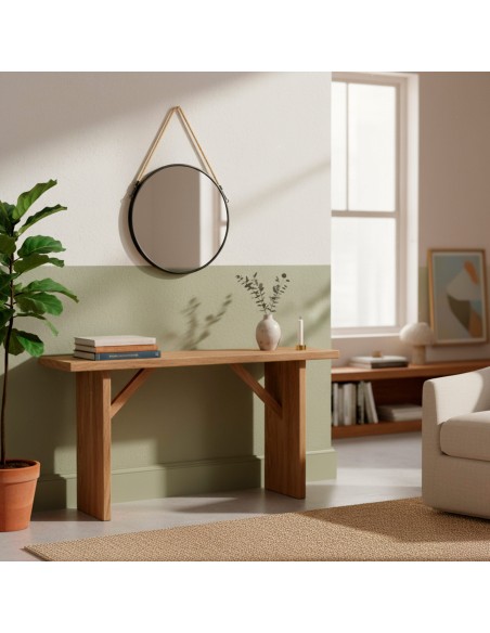 Max Home : miroir mural rond D38 avec cadre en métal et cordon