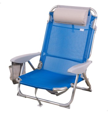 Chaise de plage basse multiposition XL 51x45x76 cm bleu