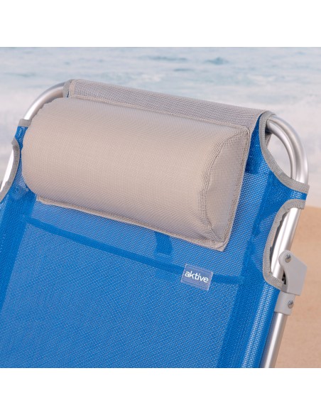 Chaise de plage basse multiposition XL 51x45x76 cm bleu