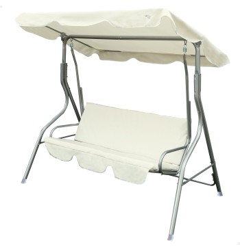 Balancelle de jardin ivoire avec auvent inclinable, 3...