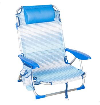 Silla playa baja XL multiposición 51x45x76 cm rayas azul