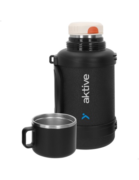 Bouteille thermos en acier inoxydable de 1,6 L avec bouchon à vis anti-fuite et double poignée