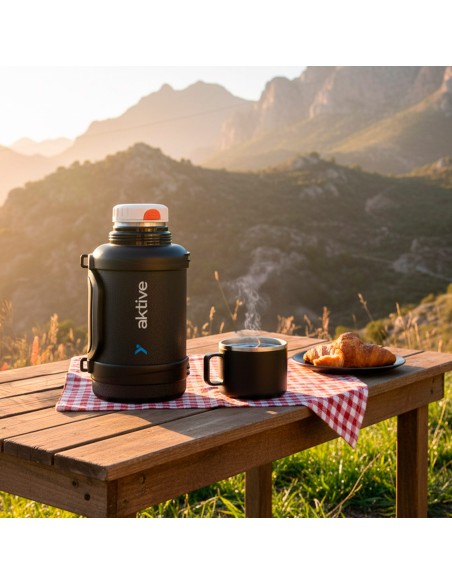 Bouteille thermos en acier inoxydable de 1,6 L avec bouchon à vis anti-fuite et double poignée