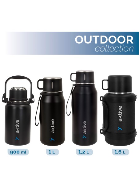 Bouteille thermos en acier inoxydable de 1,6 L avec bouchon à vis anti-fuite et double poignée