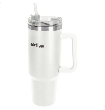 Gobelet isotherme blanc de 1,2 L en inox, avec couvercle...