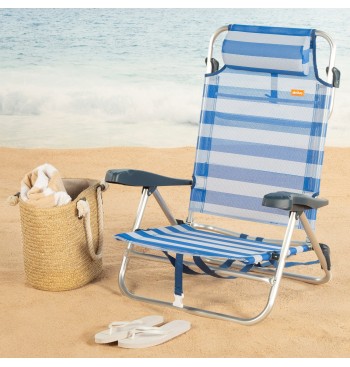 Chaise de plage pliante et inclinable 8 positions avec... 2
