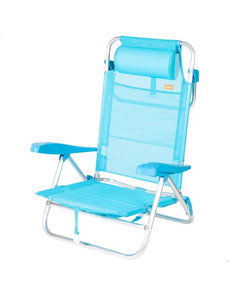 Chaise de plage basse multipositions 47x49x82 cm Caribe