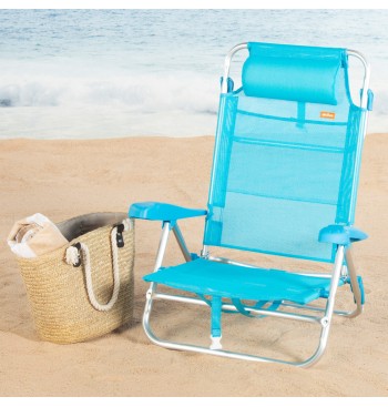 Chaise de plage basse multipositions 47x49x82 cm Caribe 2