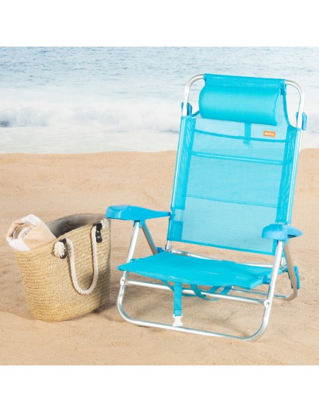 Chaise de plage basse multipositions 47x49x82 cm Caribe