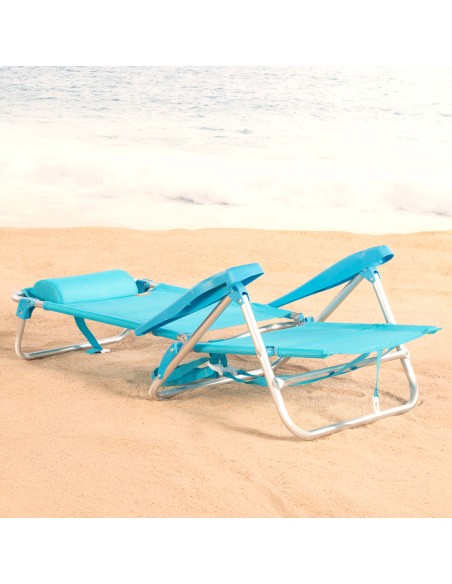 Chaise de plage basse multipositions 47x49x82 cm Caribe