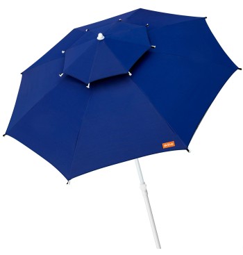 Grand parasol de plage coupe-vent 8 mâts 280 cm bleu