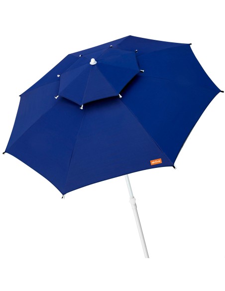 Grand parasol de plage coupe-vent 8 mâts 280 cm bleu