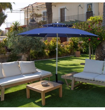 Grand parasol de plage coupe-vent 8 mâts 280 cm bleu 2