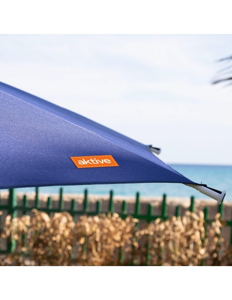Grand parasol de plage coupe-vent 8 mâts 280 cm bleu