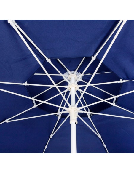 Grand parasol de plage coupe-vent 8 mâts 280 cm bleu