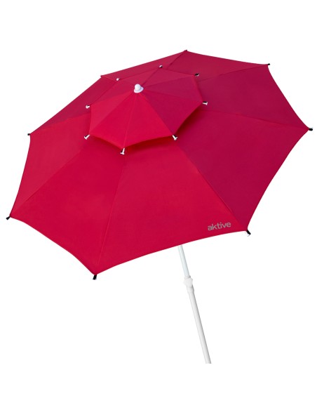 Parapluie de plage coupe-vent 8 mâts 280 cm rouge