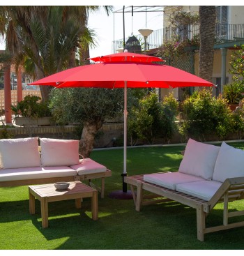 Parapluie de plage coupe-vent 8 mâts 280 cm rouge 2
