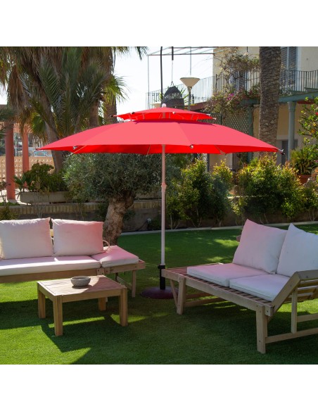 Parapluie de plage coupe-vent 8 mâts 280 cm rouge