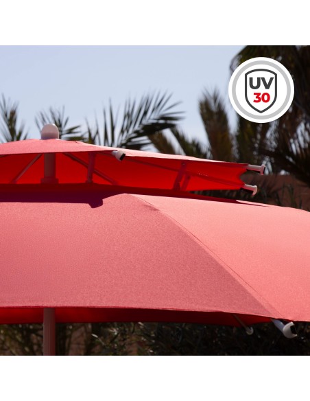 Parapluie de plage coupe-vent 8 mâts 280 cm rouge