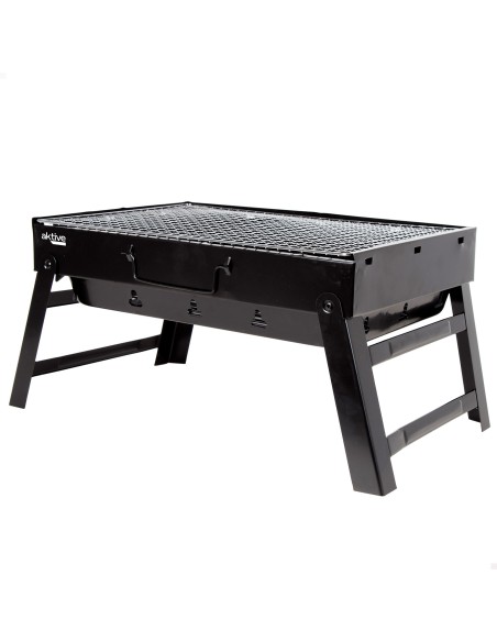 Barbecue portable pliant rectangulaire noir 50x30x23 cm