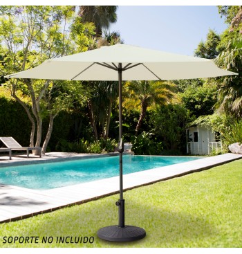 Parasol hexagonal Ø270 cm mât aluminium couleur crème 2