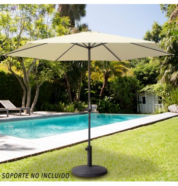 Parasol hexagonal Ø300 cm mât aluminium couleur crème 2