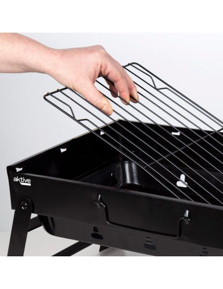 Barbecue portable pliant rectangulaire noir 50x30x23 cm