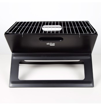 Barbecue portable pliable rectangulaire noir 45x29x30 cm 2