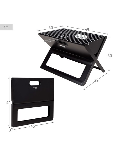Barbecue portable pliable rectangulaire noir 45x29x30 cm