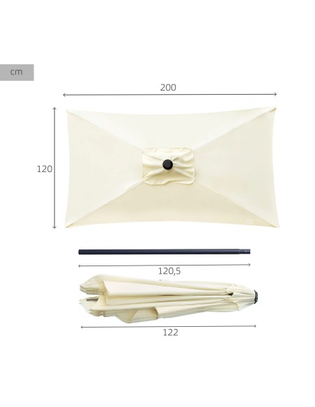 Parasol de balcon 200x120 cm mât aluminium couleur crème