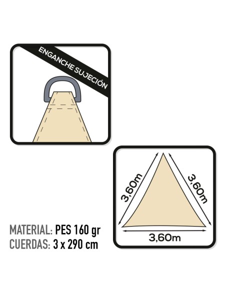 Store triangulaire 360x360x360 cm couleur crème