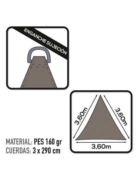 Store triangulaire 360x360x360 cm anthracite