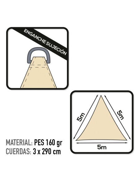 Store triangulaire 500x500x500 cm couleur crème