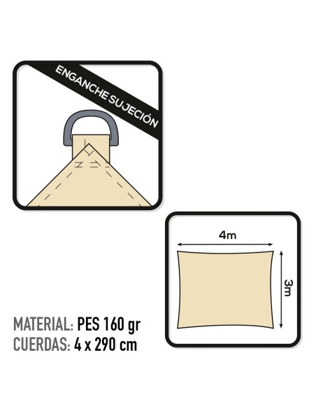 Store rectangulaire 400x300 cm couleur crème