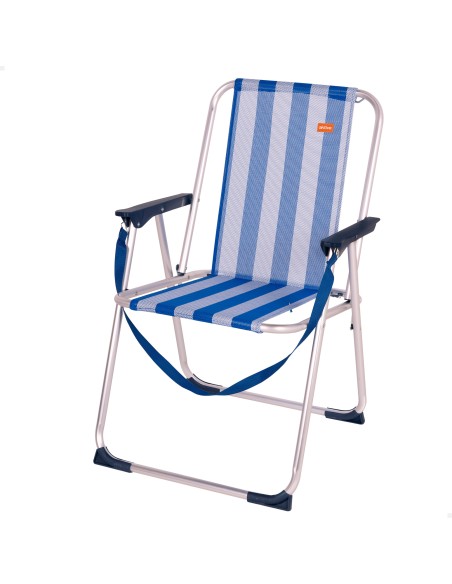 Chaise de plage haute fixe 45x45x75 cm rayures marinières