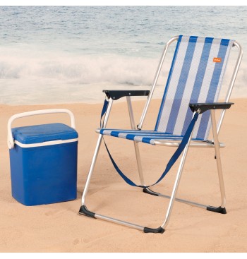Chaise de plage haute fixe 45x45x75 cm rayures marinières 2