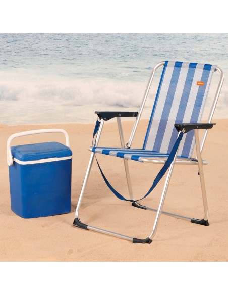 Chaise de plage haute fixe 45x45x75 cm rayures marinières